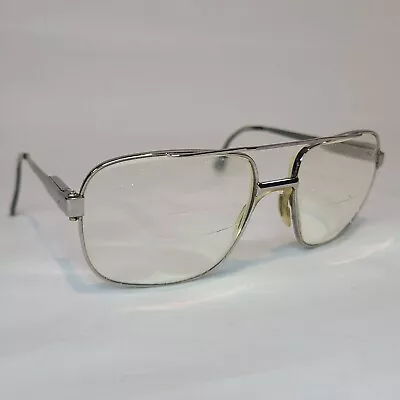Vintage Aviators By Safilo Elasta  Eyeglasses Frames Only Silver Made In Italy • $49.77