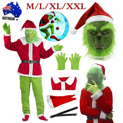 Kids Adults Christmas The Grinch Cosplay Costume Suit Xmas Party Fancy Dress Set • $35.99