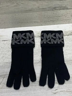 Michael Kors Jacquard Logo Gloves Black With White LOGOs One Size New • $29.99