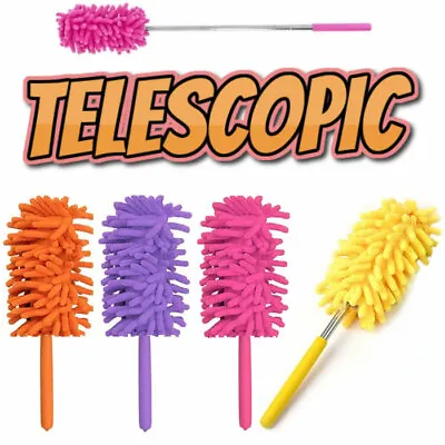 £2.99 • Buy Telescopic Extendable Magic Microfibre Feather Duster Cleaning Extending Brush*