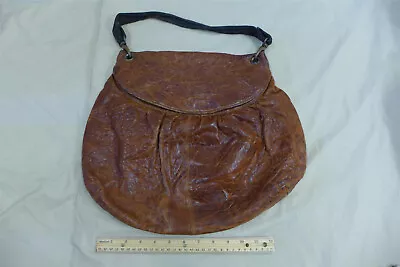 Vintage BETH SPRINGER Distressed Brown Leather Hobo Bag/Handbag (17  X 14 ) • $19.99