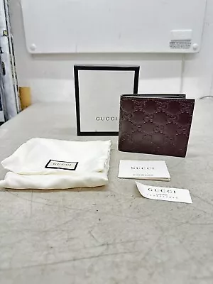 Gucci Leather Bi-Fold Wallet In Brown - Monogrammed (A.H.K) - NEW • $189.88