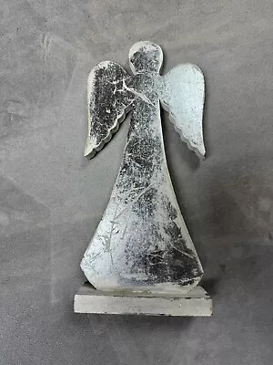 Vintage Distressed Wooden Mantle Angel On Stand  13” Tall • $24