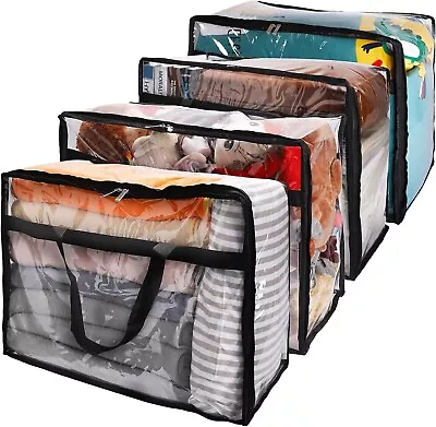 Clear Zippered Storage Bag Plastic Vinyl Clear Storage Bag For Blanket Clothes C • $32.29
