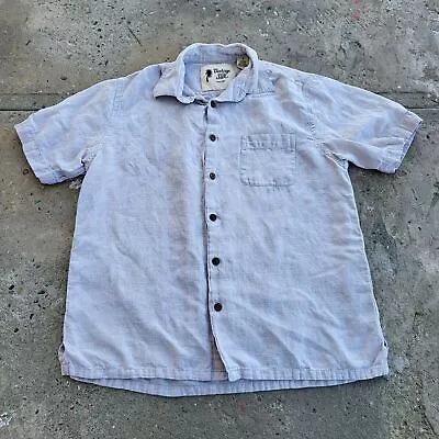 Vintage Silk Shirt Size M Brown Casual Beach Summer Button Up Short Sleeve • $34