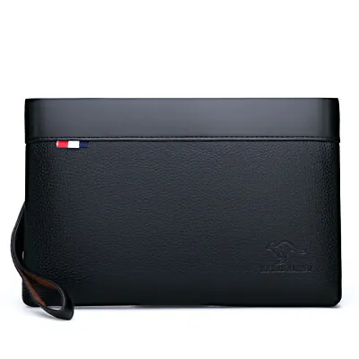 Men’s Clutch Bag Business Pouch Purse Quality PU Leather Wrist Wallets Handbag • $30.85