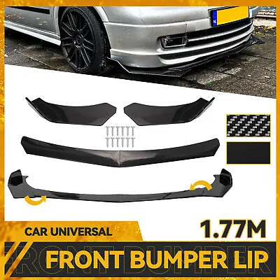 Universal Black Gloss Car Front Bumper Protector Lip Body Spoiler Splitter Kit • $37.99