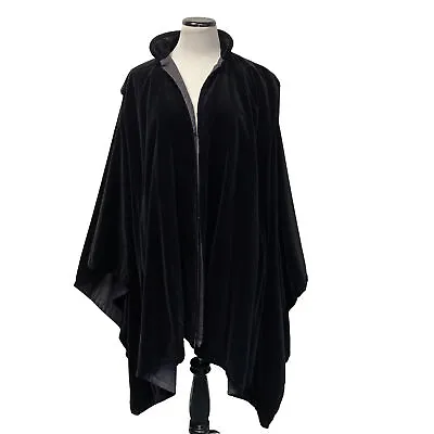 Black Velvet Evening Cape Cloak Reversible  Midlength - Evening Wear Costume • $79