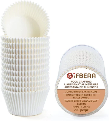 $15.94 • Buy Jumbo White Cupcake Liners Greaseproof Paper 200-Count -  Odorless Muffin Baking