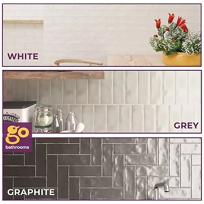 Porcelain Brick Subway Baxter Wall Tile 65x200mm | 3 Colours & Finishes Per Box • £10.29