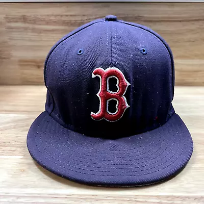 VINTAGE Boston Red Sox Hat Cap Fitted OSFA Blue Red MLB Baseball 80s New Era • $12