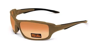 2017 Maxx Sunglasses SS2 Coyote Brown Full Frame With Ansi Z87+ HD Amber Lens • $14.99