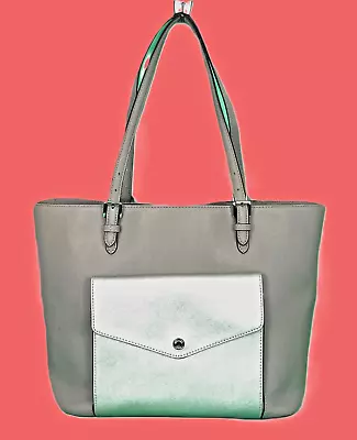 MICHAEL KORS Handbag Gray Metallic Silver Organizer Ext Pocket **EUC** CLASSY!! • $64