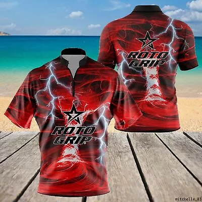 SALE Roto Grip Electrical Tornado Red Quick Zip Bowling Jersey Size S-5XL • $9.90