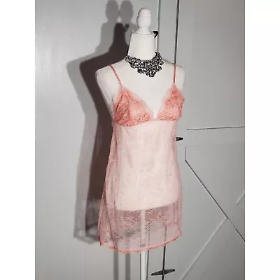 Victoria Secret Lace Babydoll Color Pink Sleeveless Stretch Size M • $14.90