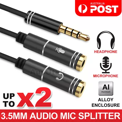 3.5mm AUX Cable Audio MIC Splitter Headphone Earphone Adapter Male To Female • $6.95