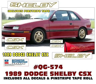 Sp - Qg-574 1989 Dodge Shelby Csx - Decals & Pinstripe Tape Kit - Licensed • $79.95