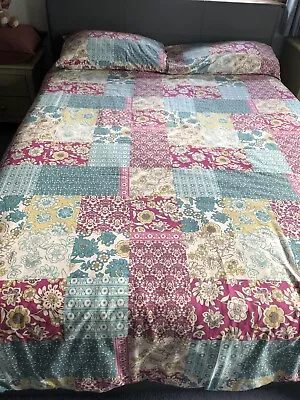 Duvet Set KING Size Pink/Teal/Turquoise Paisley Patchwork Effect • £19.99