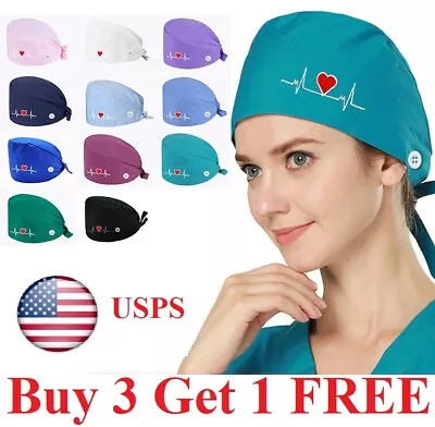 Surgical Scrub Cap Doctor Nurse Kitchen Cotton Hat  With Sweatband Adjustable US • $6.95