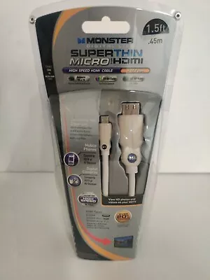 Monster Super Thin Micro HDMI Cable 1.5 FT.  .45 M 🆕 SEALED 🆓 Shipping !! • $6.75