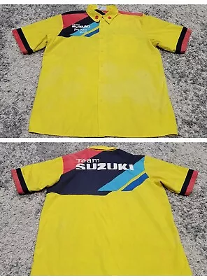 VTG Team Suzuki Joey Rose Men L Racing Embroidered Mechanic Button Shirt Jersey • $24.89