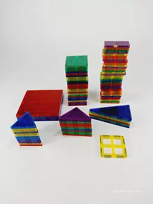 Magna Tiles Lot Of 96 Pieces Shapes Magnetic STEM Building Toys Play Mags • $38.22