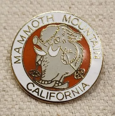 Mammoth Mountain California Ski Badge Pin Elephant Snow Skiing Orange Background • $24