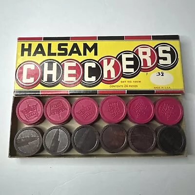 Vintage Halsam American Checkers 24 Wooden Set Games #145H • $9.99