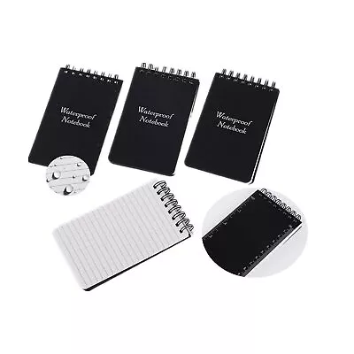 4 Pack Black Water Proof Note Taking Book3x5Mini Pocket Notepad Holder With • $14.16