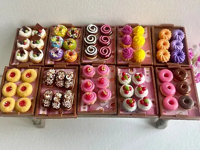 1:12 Miniature Handmade Bakery Store Dessert Cupcake Cookies Donuts Hotdog Tray • $8.29