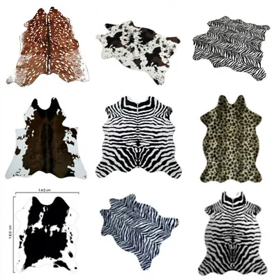 Animal Printed Fur Rug Zebra Tiger Leopard Cow Hide Soft Carpet Blanket Pattern • $36.56