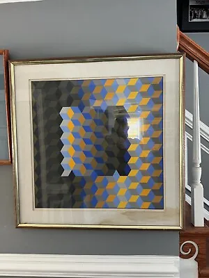 Original  VICTOR VASARELY Hexagon #1  Signed And Numbered Silkscreen MCM Framed • $849.99