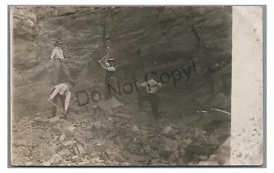 RPPC Occupational Workers QUARRY Mining Stone Vintage Real Photo Postcard • $11.99