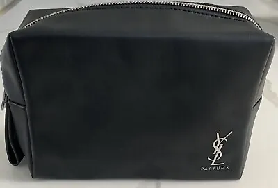 Yves Saint Laurent YSL Parfums Pouch Black Faux Leather Case Travel Dopp Bag • $24.99