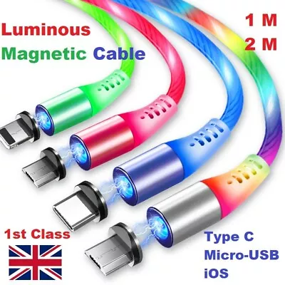 £5.69 • Buy LED Flow 3 In 1 Magnetic Charger Cable Fast Charging USB For Universal Devices