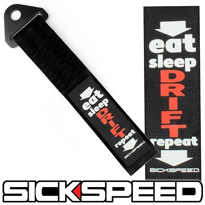 $27.72 • Buy Black High Strength Racing Tow Strap Eat Sleep Drift Repeat Badge P13