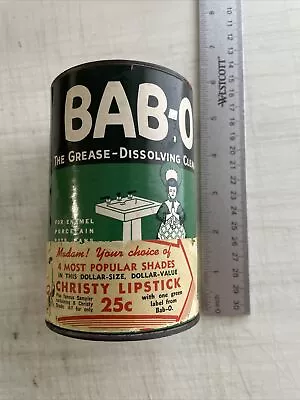 Vintage Bab-O Grease Cleaner 1941 Unused 14 Ounce Tin Can (Full) • $14