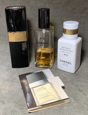 $75 • Buy Vintage Lot Of 4 Chanel No 5  Spray Lotion & Chanel Pour Monsieur Sample