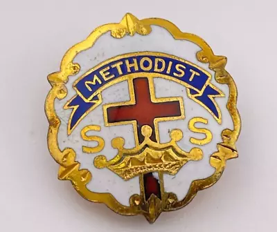 Vintage Methodist Sunday School Pin Littles System Cross And Crown 10K GF Enamel • $9.99