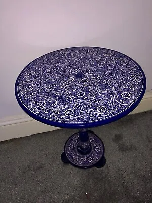 Wooden Round Coffee Table Lacuqer Art Purple 18” • £50