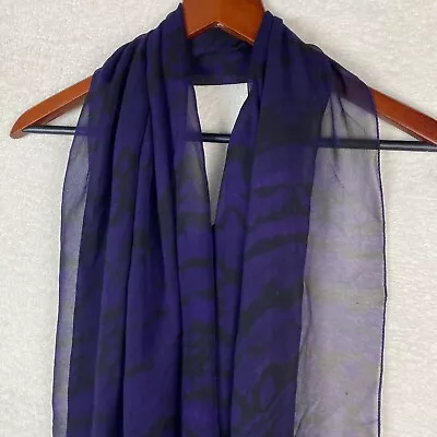 Michael Stars 100% Silk Oversized Womens Purple Printed Sheer Scarf 41” X 74” • $16.99