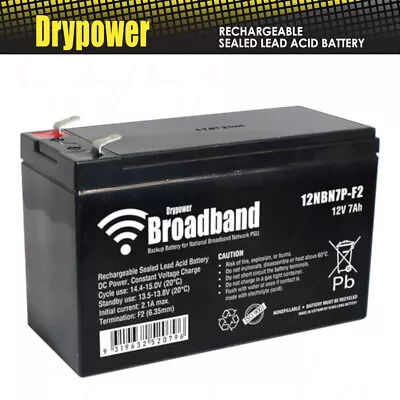 Drypower Broadband 12V 7Ah Sealed Lead Acid Battery UPS Style Construction  • $41.95