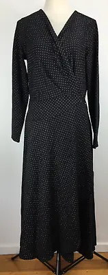 $26.99 • Buy Womens Size 12 -14  Long Lined Thick Jersey Full Wrap Maxi Dress Black Stretch