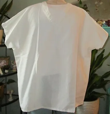 Best Medical Unisex Reversible Cap Sleeve Scrub Top White 100% Cotton Large • $12.99