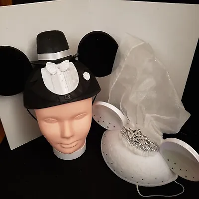 Disney Fairy Tale Wedding Bride Groom Mr Mrs 25 Mickey Ear Set • $33.96
