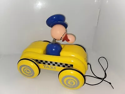 Vintage Wood Cartoon Figure Pull Taxi Toy Made By Vilac France.VERY RARE HTF • $19.99