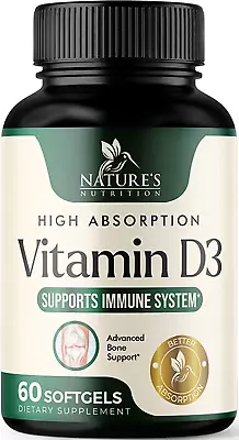 Vitamin D3 5000 IU (125 Mcg) - High Potency Vitamin D-3 Supplement (2 Month Supp • $7.16