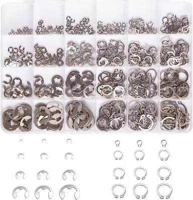 327Pcs Stainless Steel E-Clip Circlip Kit Retaining Ring Assortment Set 24 Sizes • $13.94
