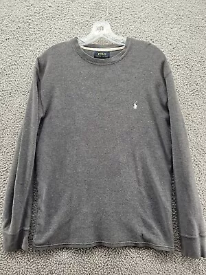 Polo Ralph Lauren Men's Waffle Knit Sweater Thermal Pullover Gray Size Large • $24.99