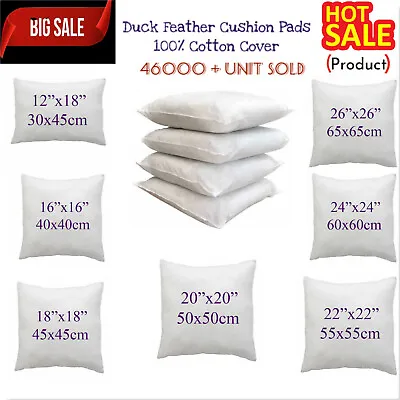 £7.49 • Buy Hotel Quality Duck Feather& Down Cushion Pads,Inserts,Inners, 16,18,20,22,24  